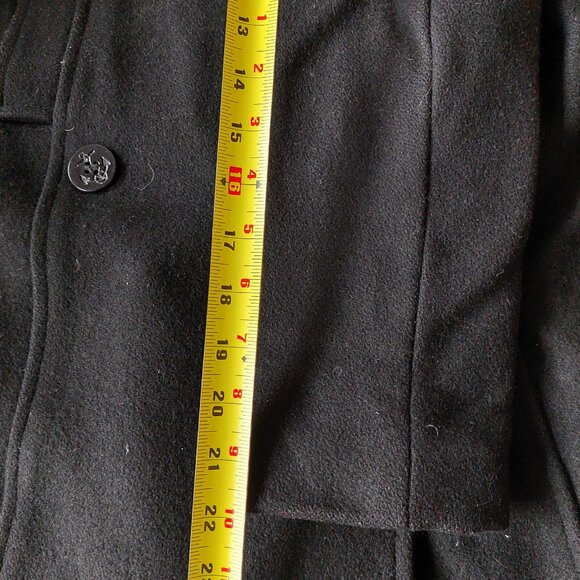 Le Chateau Black Wool Trench Coat (Size S) - Picture 13 of 14